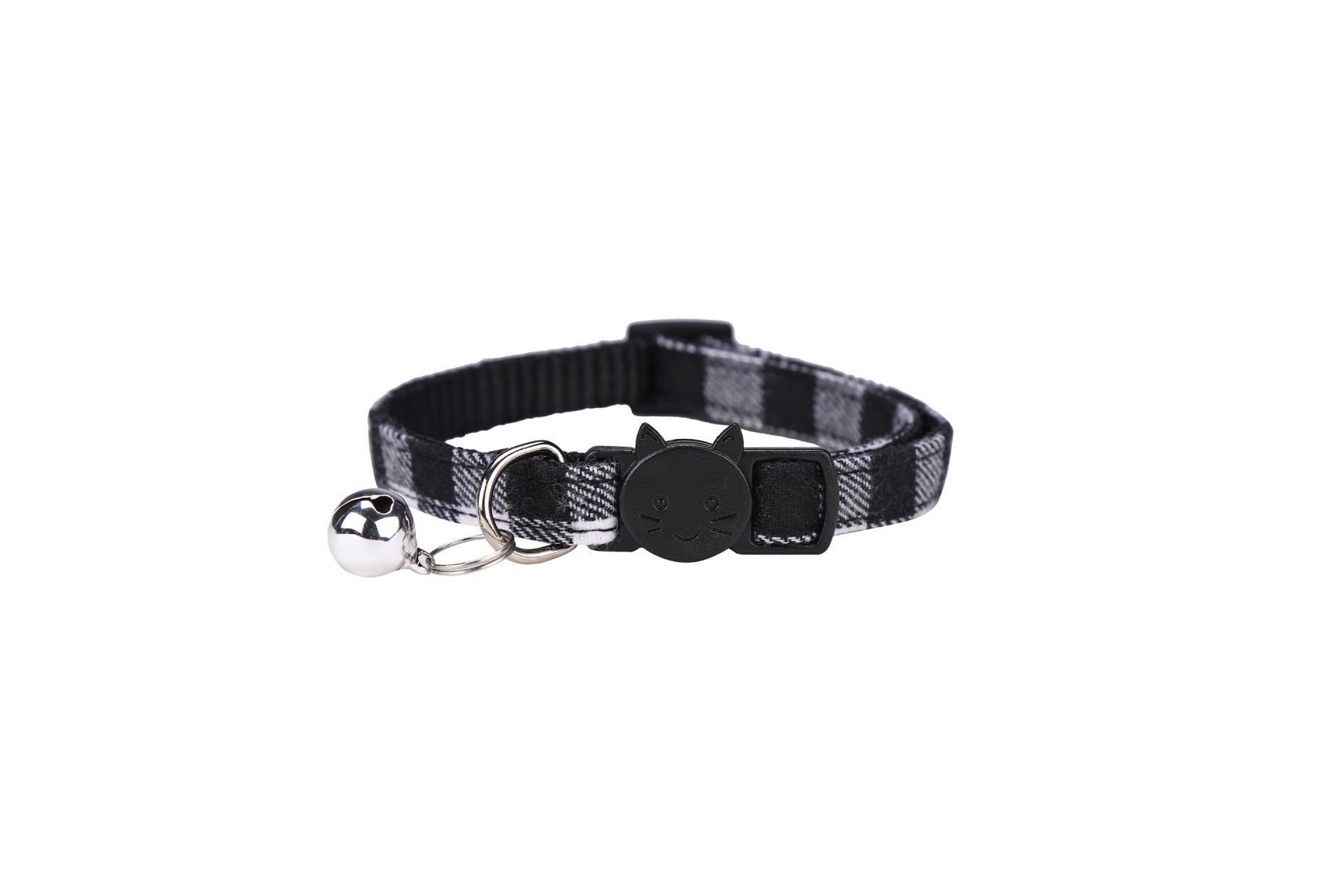 KFX-5589053 Plaid Bowknot Cat Collar with Anti-Rust Bell - Adjustable Cotton Design in Multiple Colors