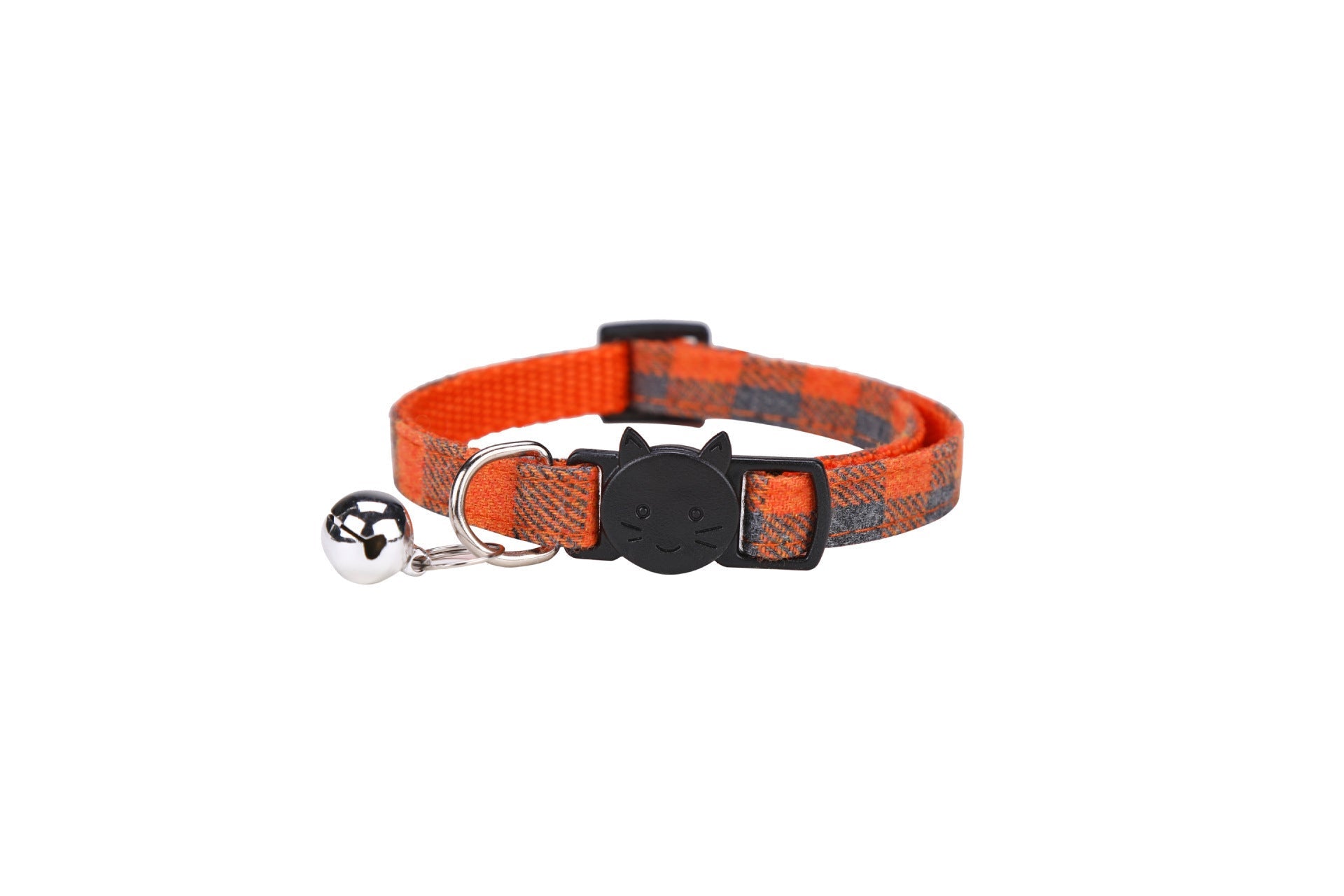KFX-5589053 Plaid Bowknot Cat Collar with Anti-Rust Bell - Adjustable Cotton Design in Multiple Colors