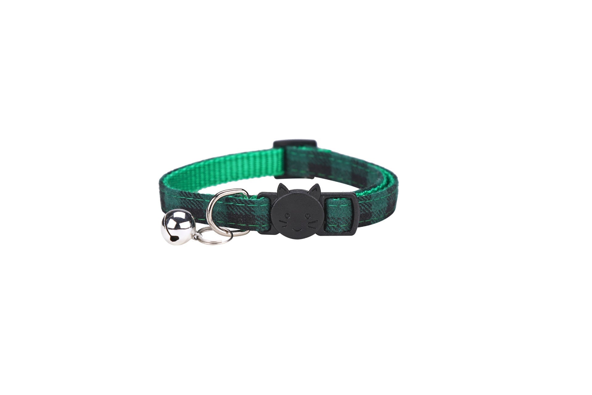 KFX-5589053 Plaid Bowknot Cat Collar with Anti-Rust Bell - Adjustable Cotton Design in Multiple Colors