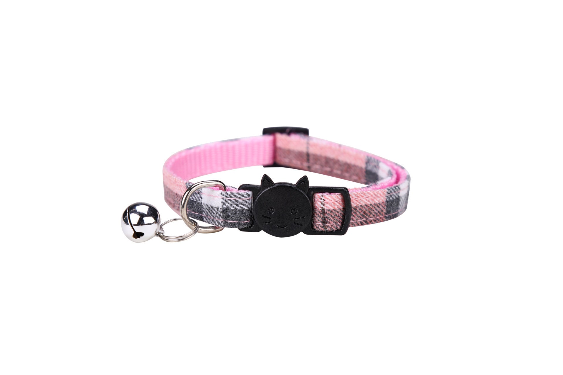 KFX-5589053 Plaid Bowknot Cat Collar with Anti-Rust Bell - Adjustable Cotton Design in Multiple Colors