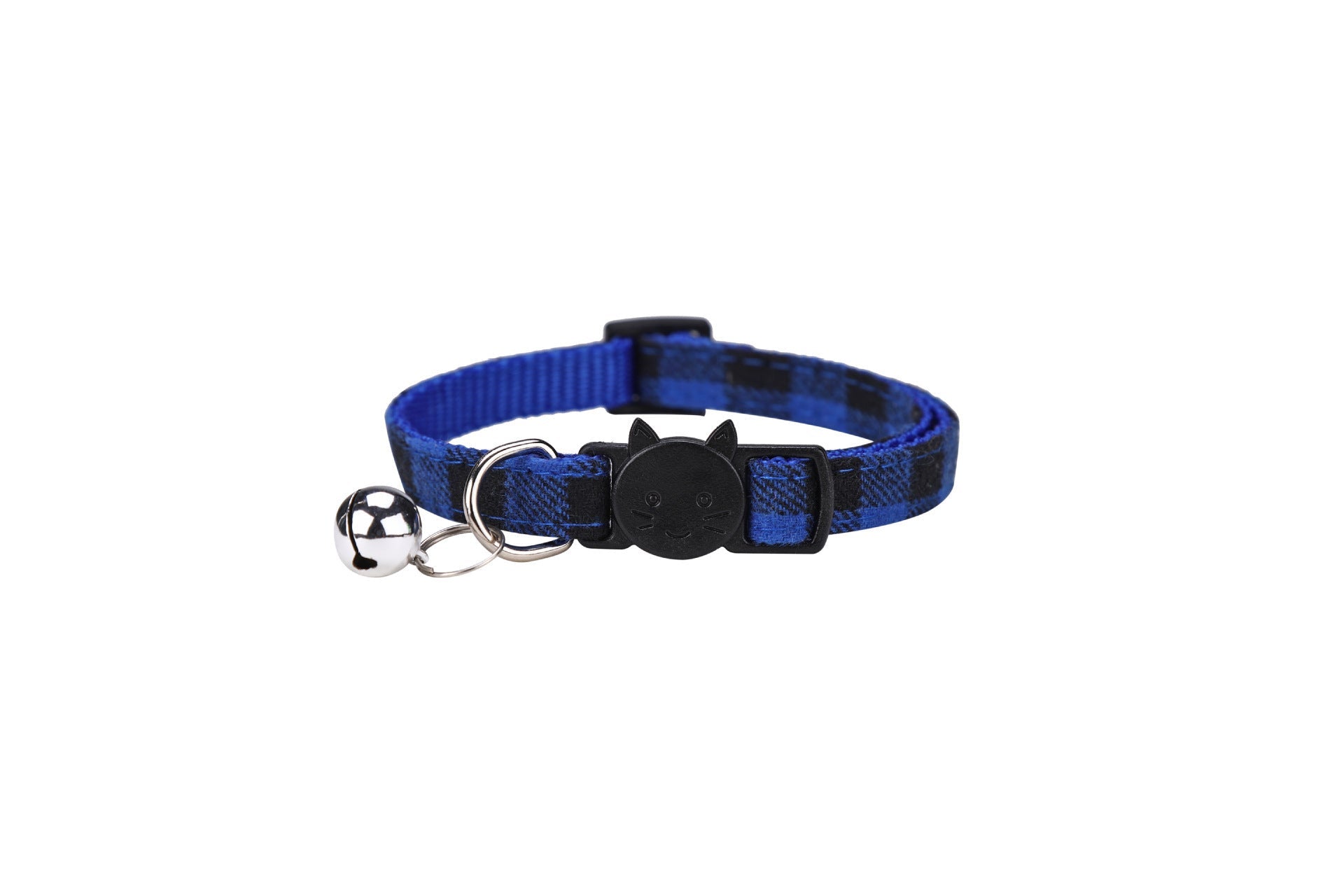KFX-5589053 Plaid Bowknot Cat Collar with Anti-Rust Bell - Adjustable Cotton Design in Multiple Colors