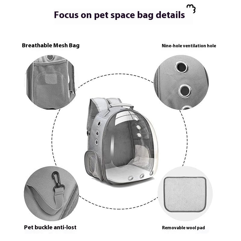 KFX-5589309 Transparent Portable Cat Backpack with Large Capacity - Stylish Solid Colors Available