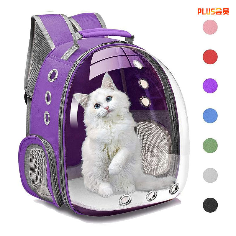 KFX-5589309 Transparent Portable Cat Backpack with Large Capacity - Stylish Solid Colors Available