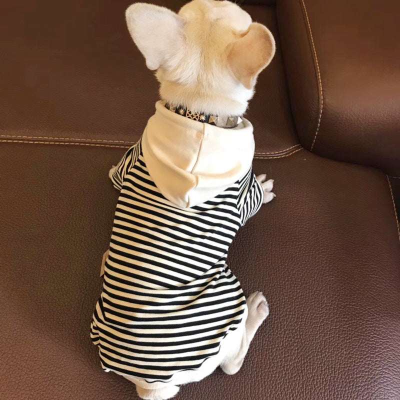 KFX-5591229 Striped Hooded Terry Cotton Pet Sweatshirt for Small Dogs and Cats