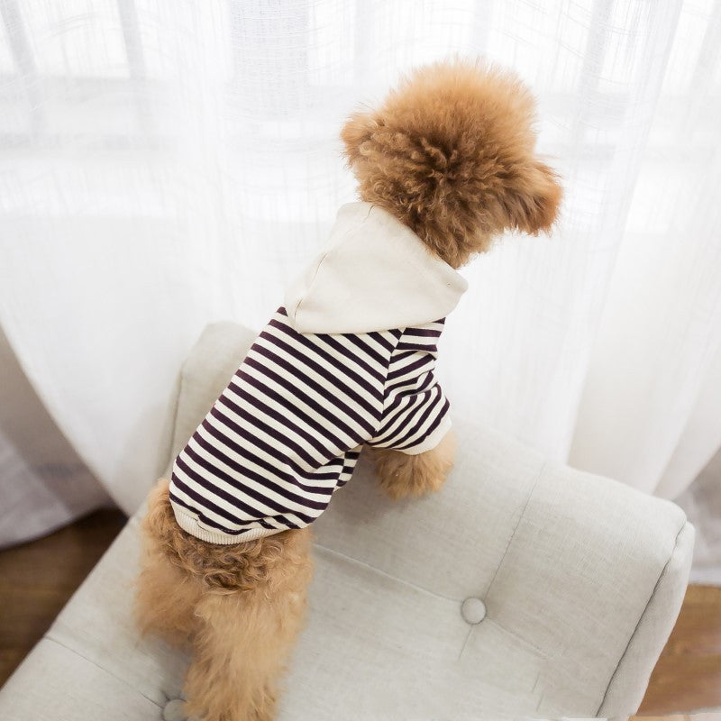 KFX-5591229 Striped Hooded Terry Cotton Pet Sweatshirt for Small Dogs and Cats