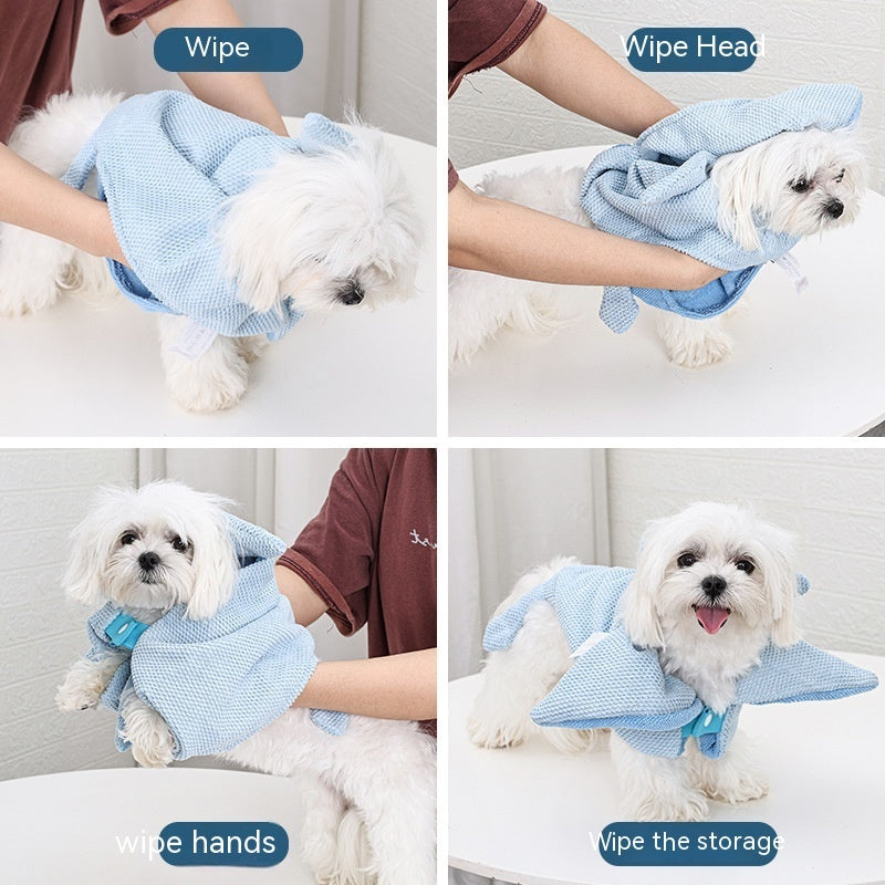 KFX-5592509 Quick-Drying Absorbent Polyester Dog Bathrobe Towel in Blue