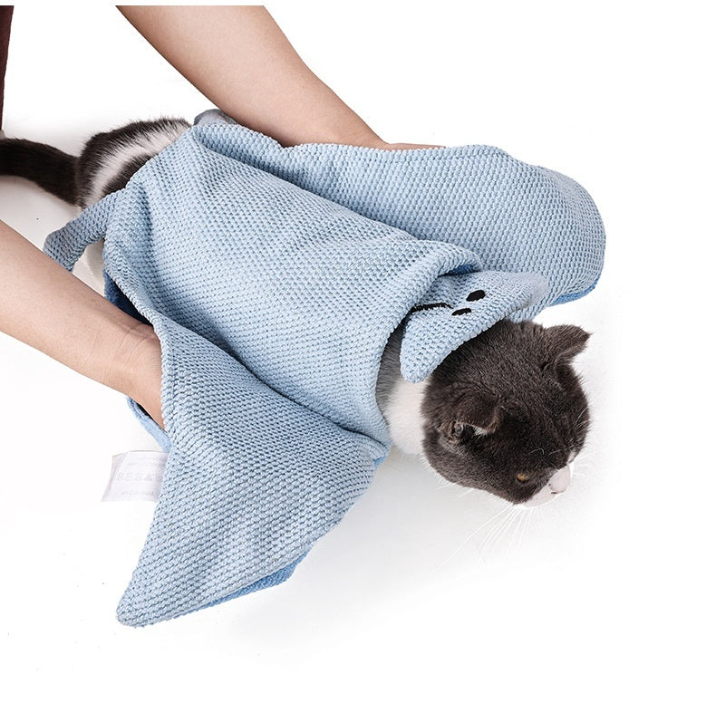 KFX-5592509 Quick-Drying Absorbent Polyester Dog Bathrobe Towel in Blue