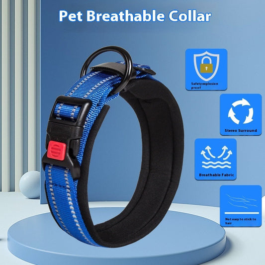 KFX-5594813 Comfortable Breathable Monochrome Dog Collar for Medium to Large Dogs