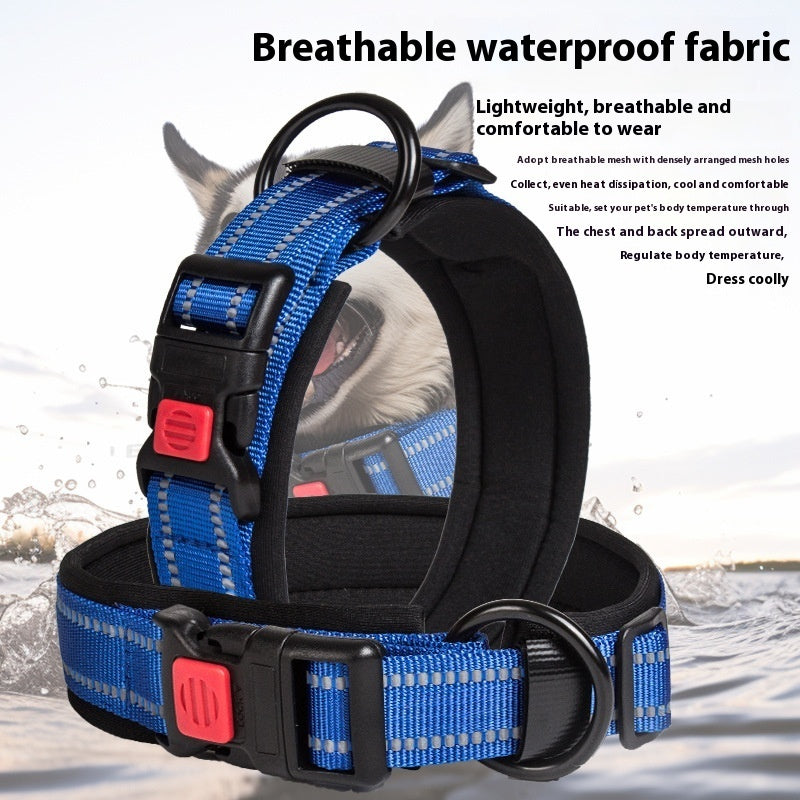 KFX-5594813 Comfortable Breathable Monochrome Dog Collar for Medium to Large Dogs