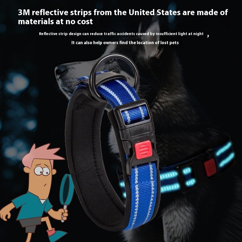 KFX-5594813 Comfortable Breathable Monochrome Dog Collar for Medium to Large Dogs