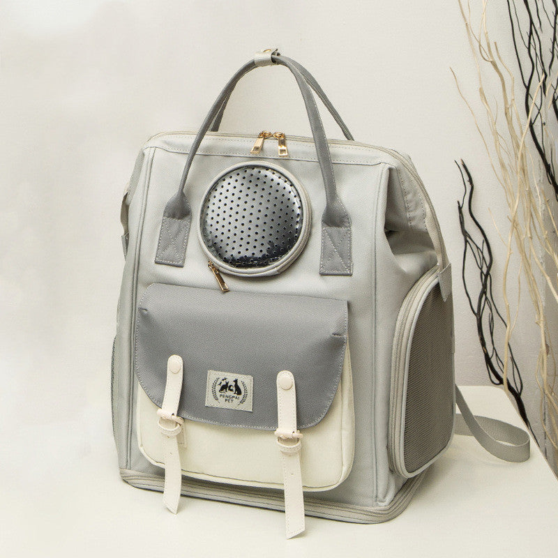KFX-5595069 Large Capacity Breathable Cat Backpack in Gray, Light Green, and Khaki - Ideal for Pets Up to 15kg