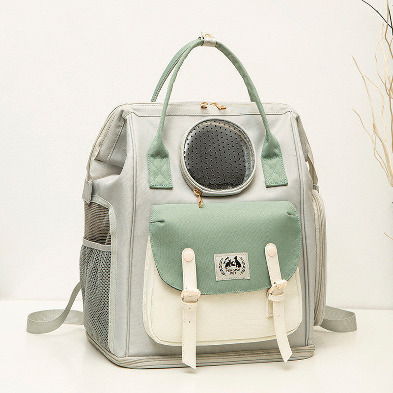 KFX-5595069 Large Capacity Breathable Cat Backpack in Gray, Light Green, and Khaki - Ideal for Pets Up to 15kg