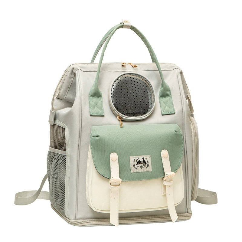 KFX-5595069 Large Capacity Breathable Cat Backpack in Gray, Light Green, and Khaki - Ideal for Pets Up to 15kg