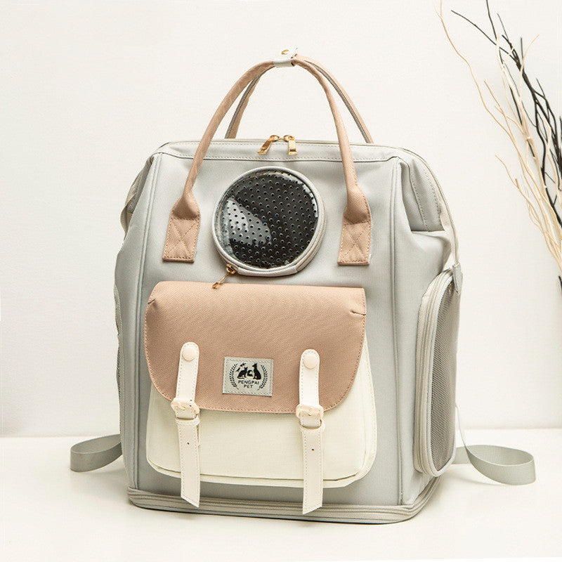 KFX-5595069 Large Capacity Breathable Cat Backpack in Gray, Light Green, and Khaki - Ideal for Pets Up to 15kg