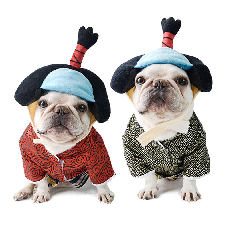 KFX-5598397 Japanese-Inspired Black and Red Kimono Costume for Dogs in Various Sizes