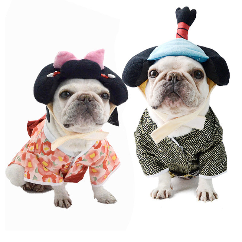 KFX-5598397 Japanese-Inspired Black and Red Kimono Costume for Dogs in Various Sizes