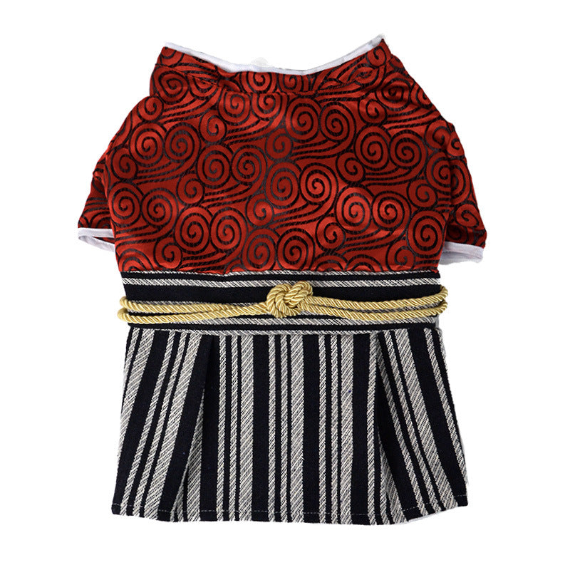 KFX-5598397 Japanese-Inspired Black and Red Kimono Costume for Dogs in Various Sizes