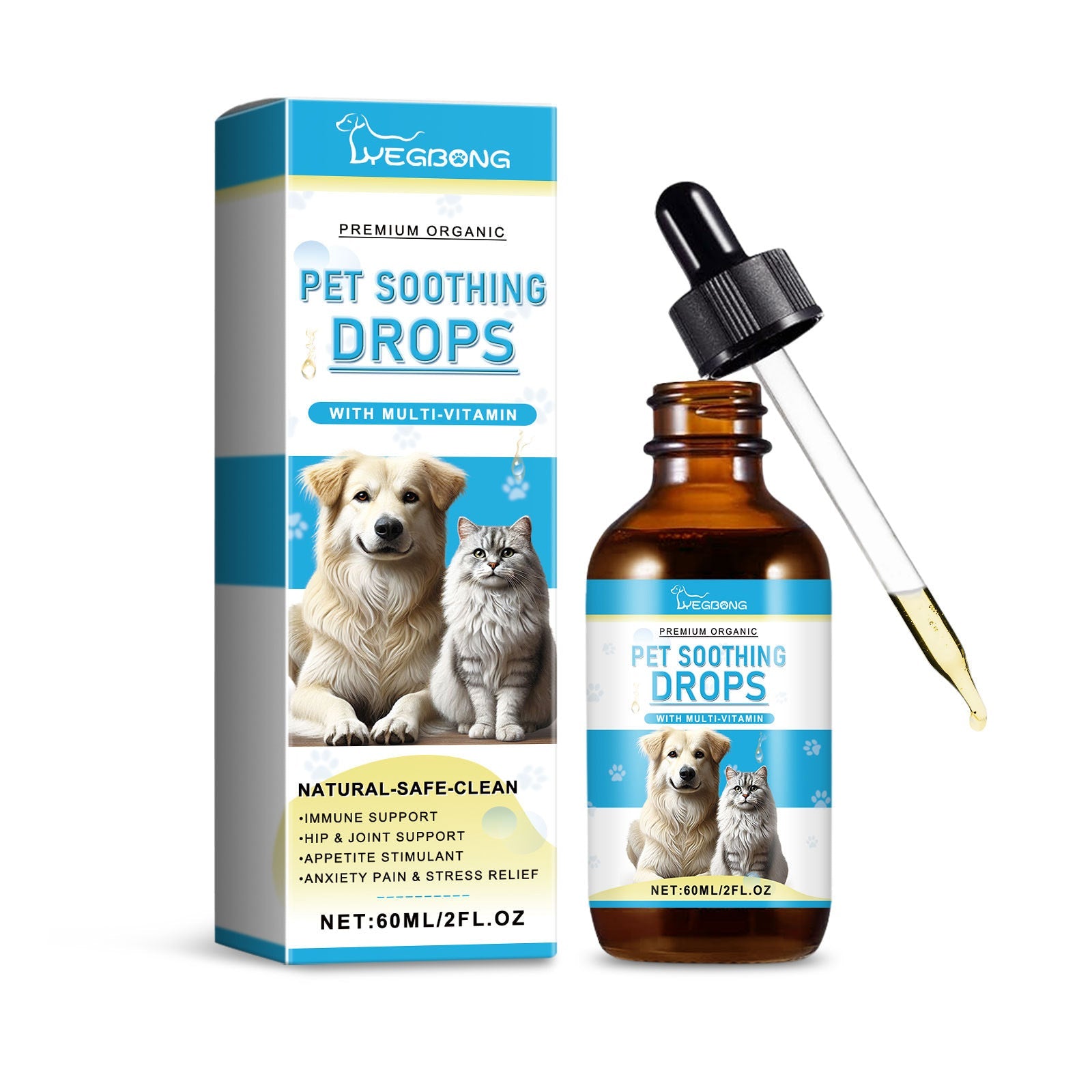 KFX-5598653 Immunity-Boosting Pet Care Drops for Dogs and Cats, 60ml