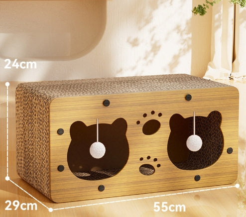 KFX-5598781 Upgraded Sisal Cat Scratch Board with Corrugated Paper Base and Integrated Cat Nest