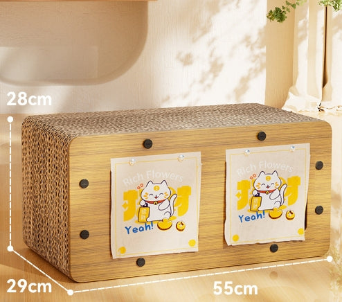 KFX-5598781 Upgraded Sisal Cat Scratch Board with Corrugated Paper Base and Integrated Cat Nest
