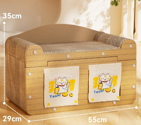 KFX-5598781 Upgraded Sisal Cat Scratch Board with Corrugated Paper Base and Integrated Cat Nest