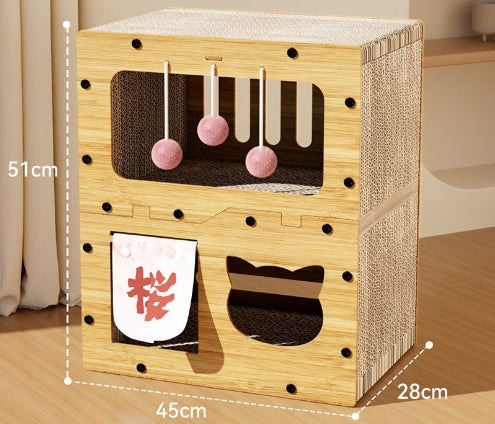 KFX-5598781 Upgraded Sisal Cat Scratch Board with Corrugated Paper Base and Integrated Cat Nest