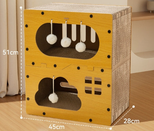 KFX-5598781 Upgraded Sisal Cat Scratch Board with Corrugated Paper Base and Integrated Cat Nest