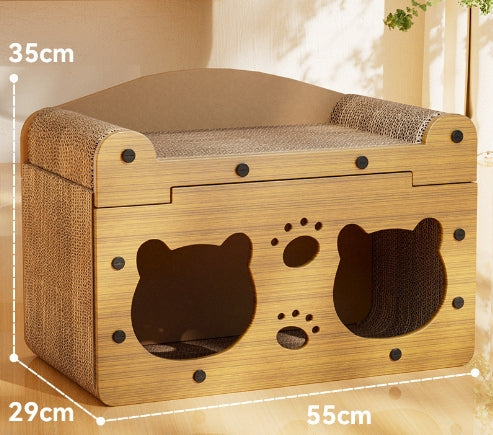KFX-5598781 Upgraded Sisal Cat Scratch Board with Corrugated Paper Base and Integrated Cat Nest
