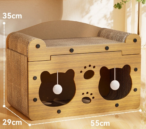 KFX-5598781 Upgraded Sisal Cat Scratch Board with Corrugated Paper Base and Integrated Cat Nest