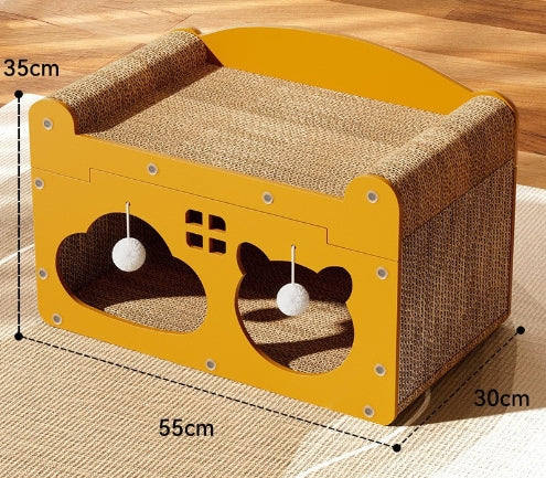 KFX-5598781 Upgraded Sisal Cat Scratch Board with Corrugated Paper Base and Integrated Cat Nest