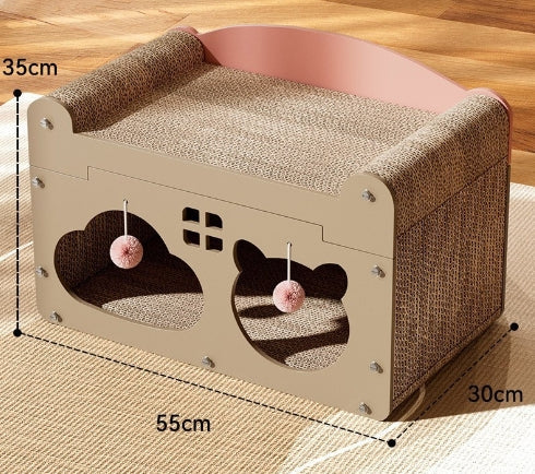 KFX-5598781 Upgraded Sisal Cat Scratch Board with Corrugated Paper Base and Integrated Cat Nest