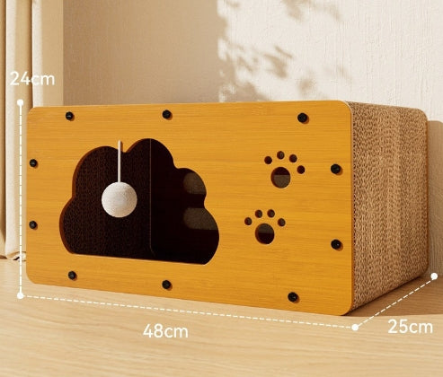 KFX-5598781 Upgraded Sisal Cat Scratch Board with Corrugated Paper Base and Integrated Cat Nest