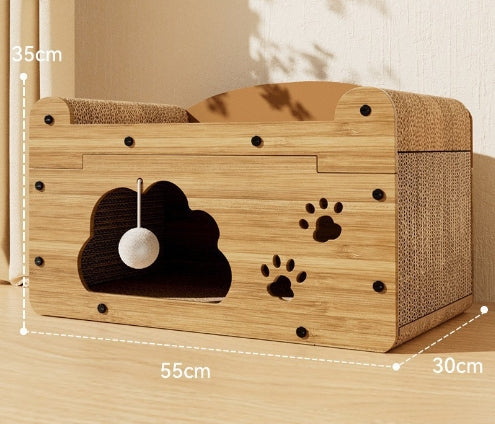 KFX-5598781 Upgraded Sisal Cat Scratch Board with Corrugated Paper Base and Integrated Cat Nest