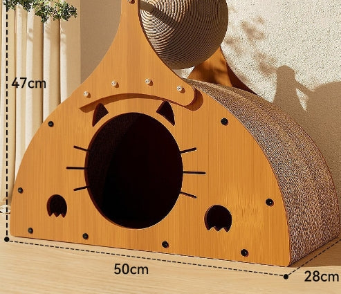 KFX-5598781 Upgraded Sisal Cat Scratch Board with Corrugated Paper Base and Integrated Cat Nest