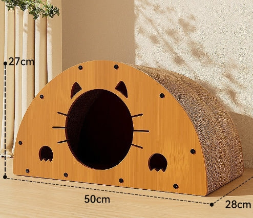 KFX-5598781 Upgraded Sisal Cat Scratch Board with Corrugated Paper Base and Integrated Cat Nest