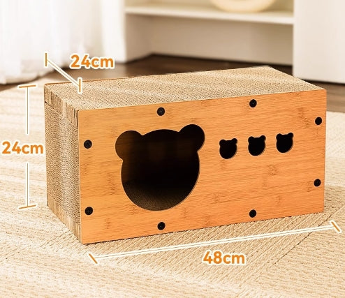 KFX-5598781 Upgraded Sisal Cat Scratch Board with Corrugated Paper Base and Integrated Cat Nest