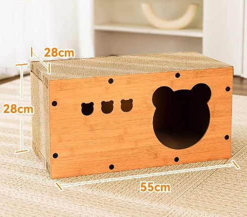 KFX-5598781 Upgraded Sisal Cat Scratch Board with Corrugated Paper Base and Integrated Cat Nest