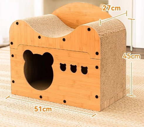 KFX-5598781 Upgraded Sisal Cat Scratch Board with Corrugated Paper Base and Integrated Cat Nest