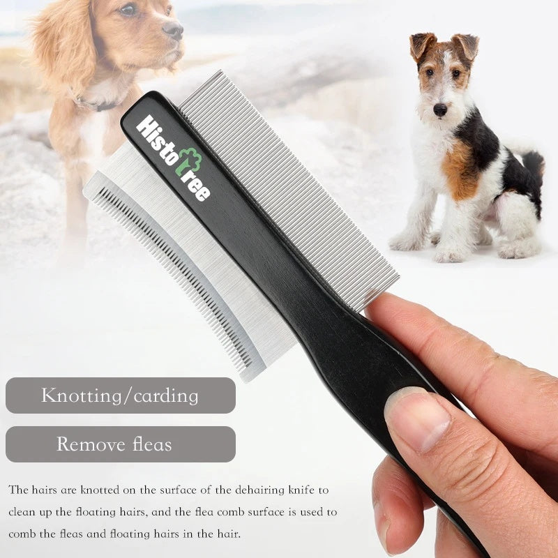 KFX-5600061 Pet Hair Removal Comb - Double-Sided Deshedding Brush for Cats and Dogs