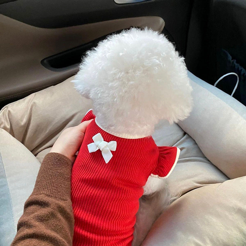 KFX-5600957 Lightweight Breathable Coral Fleece Summer Clothing for Small Dogs and Cats - Pink, White, Red