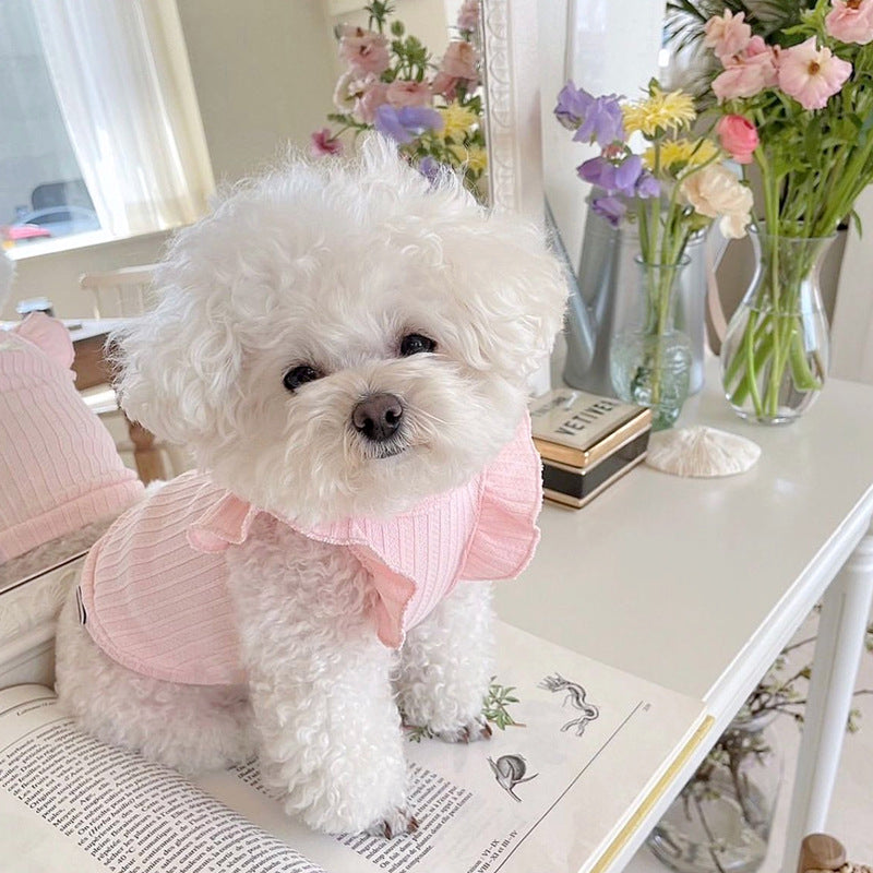 KFX-5600957 Lightweight Breathable Coral Fleece Summer Clothing for Small Dogs and Cats - Pink, White, Red