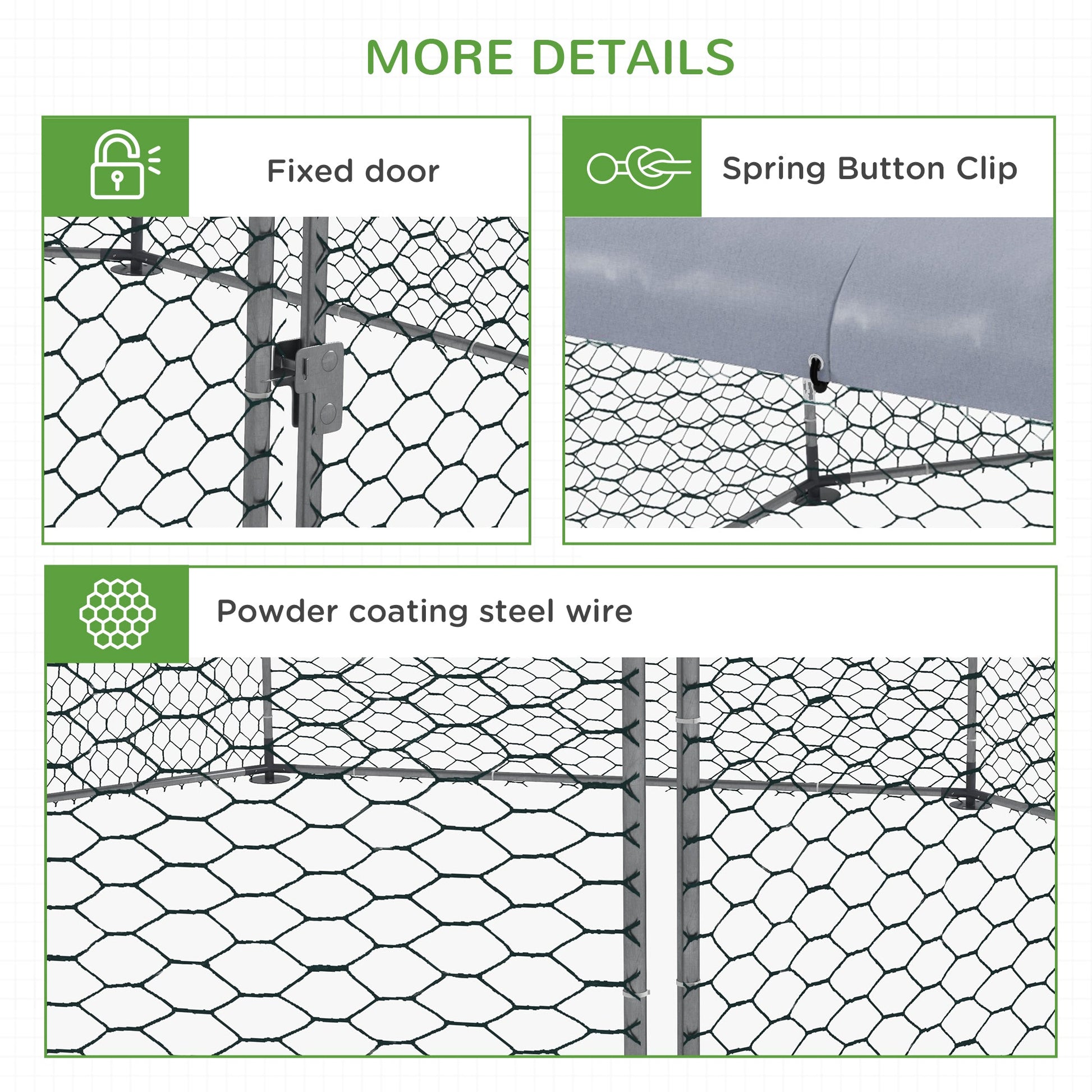 KFX-5602237 Spacious Chicken Run for 19-25 Chickens with Weather-Resistant Cover