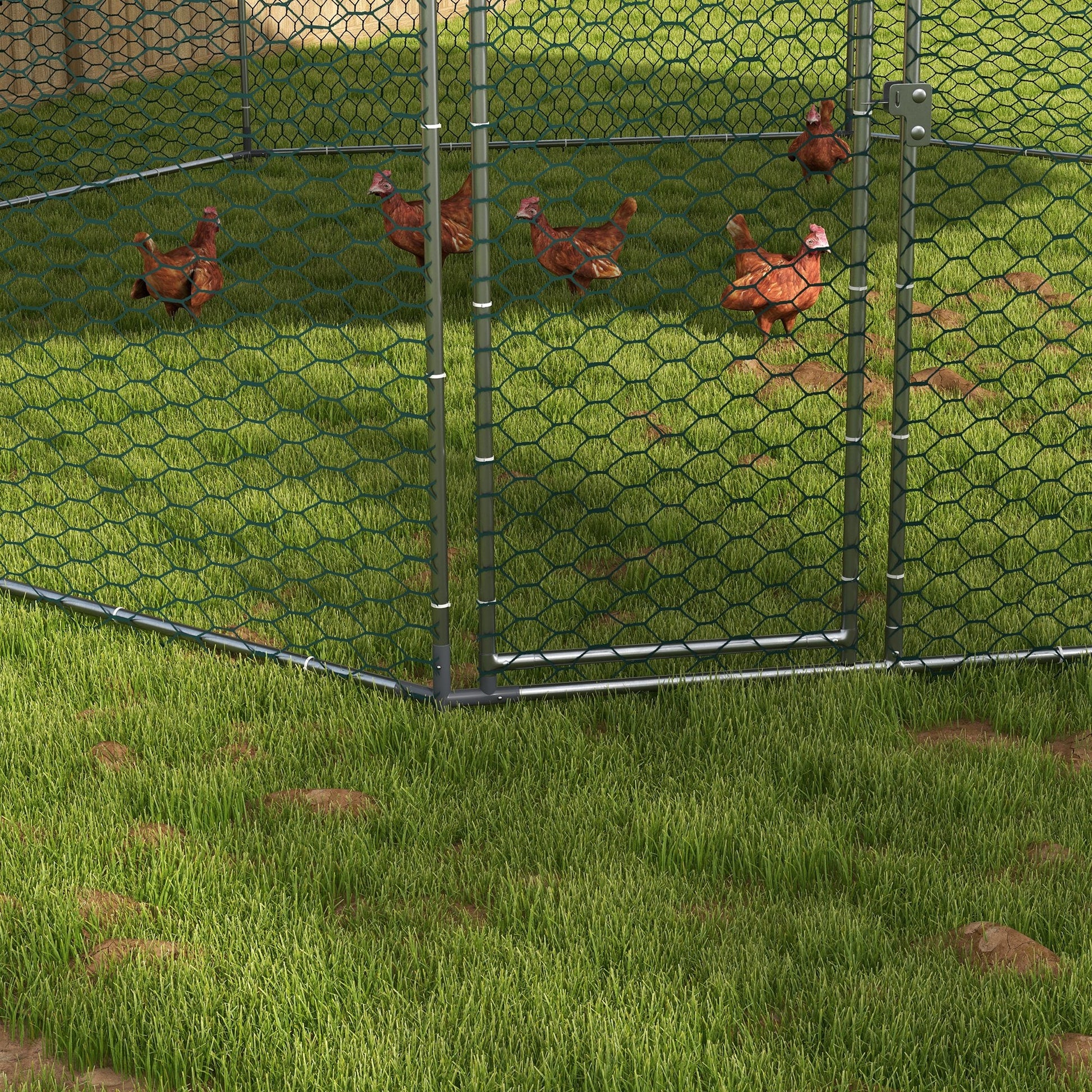 KFX-5602237 Spacious Chicken Run for 19-25 Chickens with Weather-Resistant Cover