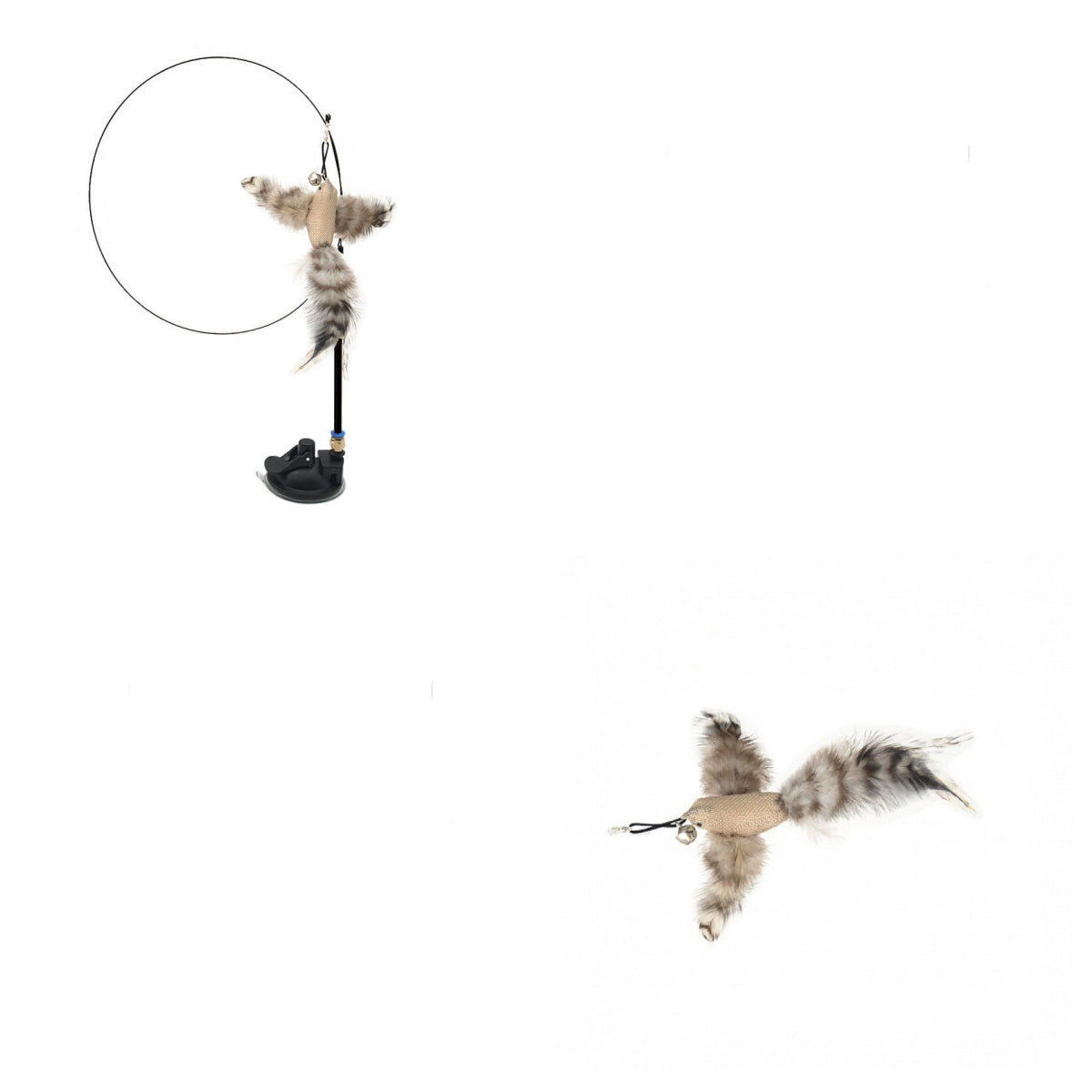 KFX-5603389 Multi-Head Cat Teaser Stick with Replacement Toys and Suction Cup Options