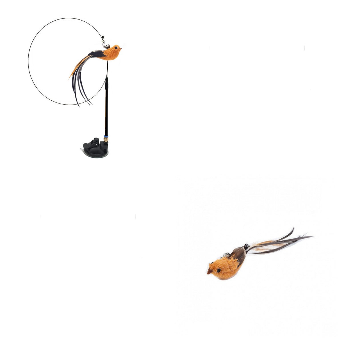 KFX-5603389 Multi-Head Cat Teaser Stick with Replacement Toys and Suction Cup Options