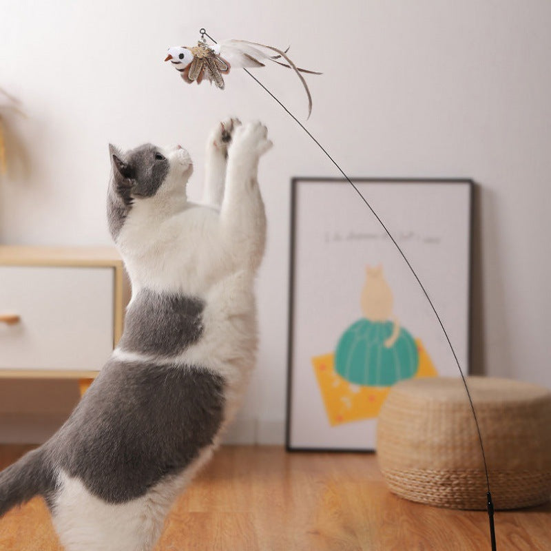 KFX-5603389 Multi-Head Cat Teaser Stick with Replacement Toys and Suction Cup Options