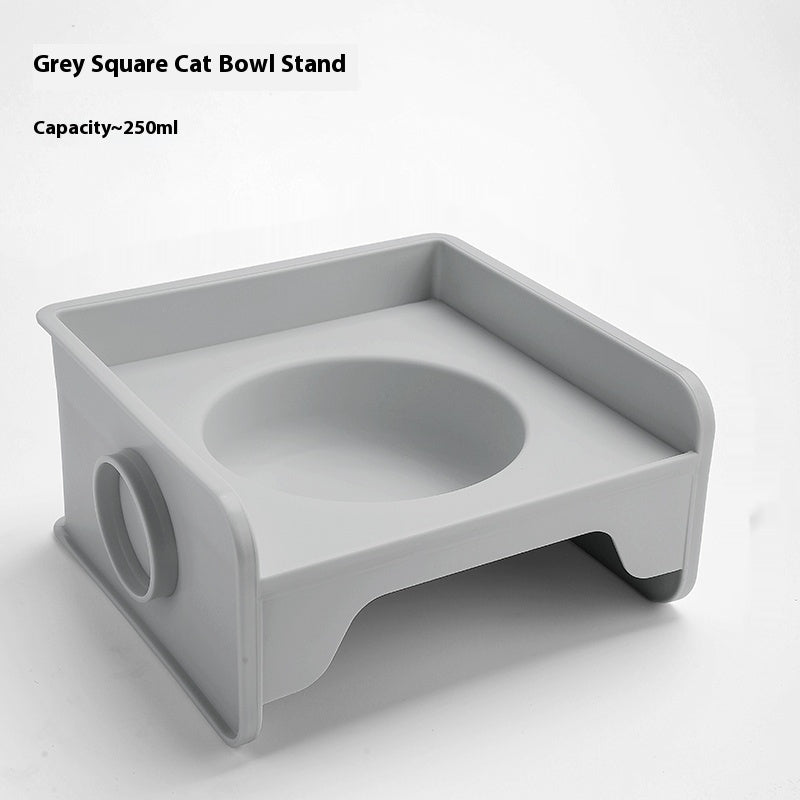 KFX-5604541 Ceramic UFO Cat Bowl with Square Height-Adjustable Rack in Multiple Colors