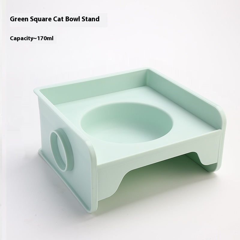 KFX-5604541 Ceramic UFO Cat Bowl with Square Height-Adjustable Rack in Multiple Colors