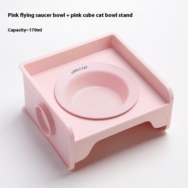 KFX-5604541 Ceramic UFO Cat Bowl with Square Height-Adjustable Rack in Multiple Colors