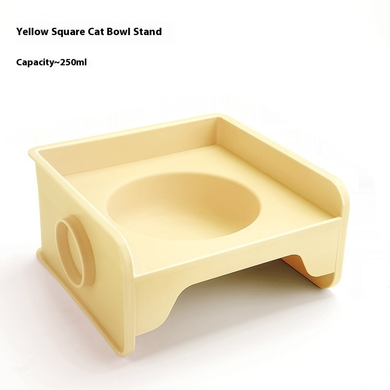 KFX-5604541 Ceramic UFO Cat Bowl with Square Height-Adjustable Rack in Multiple Colors